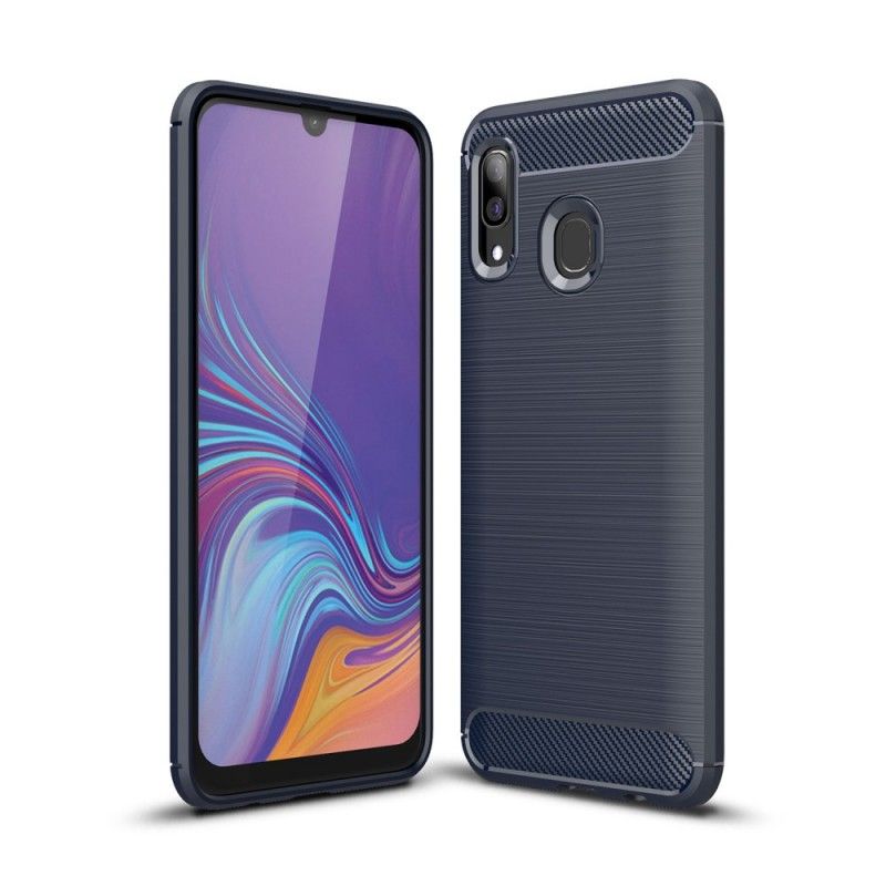 Cover Hoesje Samsung Galaxy A40 Rood Zwart Telefoonhoesje Geborsteld Koolstofvezel