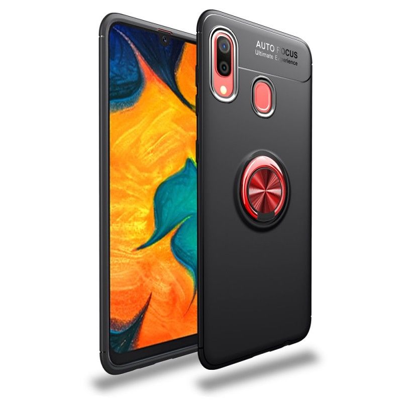 Cover Hoesje Samsung Galaxy A40 Rood Zwart Telefoonhoesje Roterende Ring