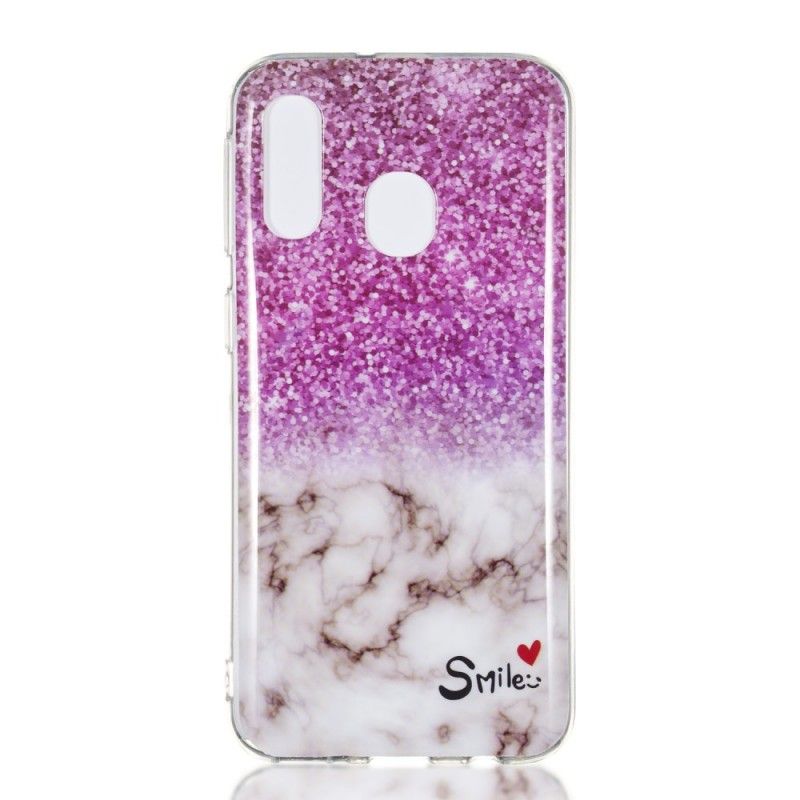 Cover Hoesje Samsung Galaxy A40 Telefoonhoesje Marmeren Glitter En Glimlach