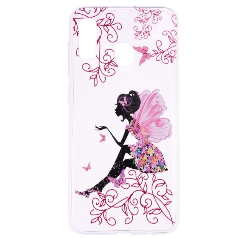 Cover Hoesje Samsung Galaxy A40 Telefoonhoesje Transparante Bloemenfee