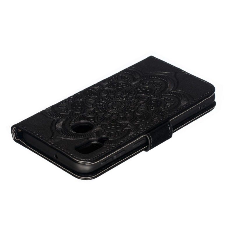 Flip Case Leren Samsung Galaxy A40 Grijs Zwart Hele Mandala