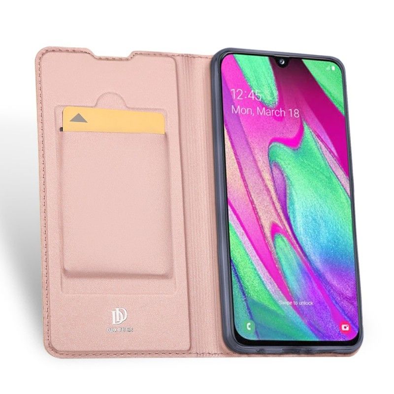 Folio-hoesje voor Samsung Galaxy A40 Donkerblauw Zwart Pro Dux Ducis Huid