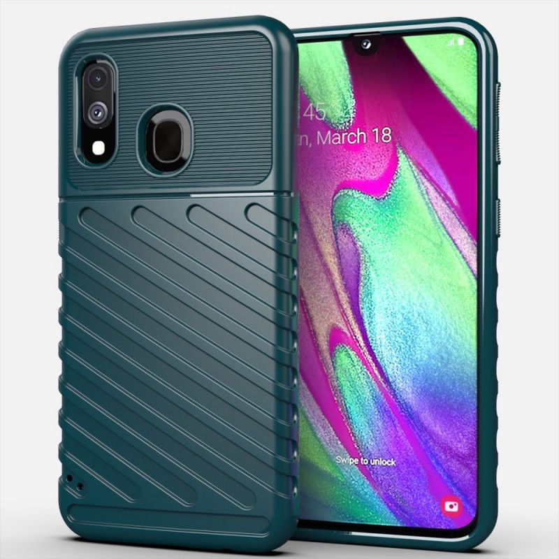 Hoesje Samsung Galaxy A40 Groen Zwart Donderreeks