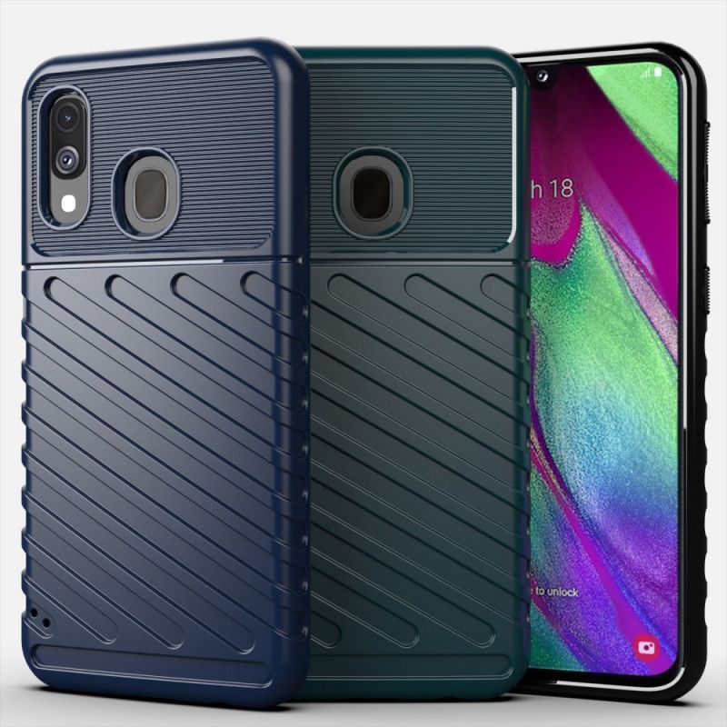 Hoesje Samsung Galaxy A40 Groen Zwart Donderreeks