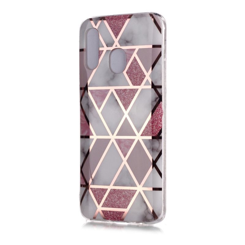 Hoesje Samsung Galaxy A40 Magenta Zwart Ultra Designer Marmer