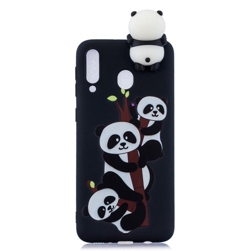 Hoesje voor Samsung Galaxy A40 3D Panda'S Op Bamboe