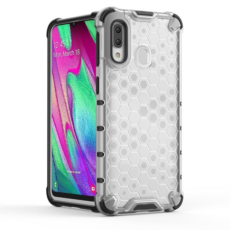 Hoesje voor Samsung Galaxy A40 Grijs Wit Honingraatstijl