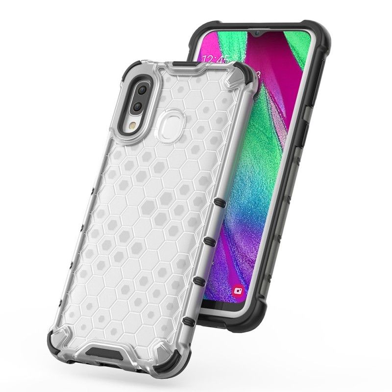 Hoesje voor Samsung Galaxy A40 Grijs Wit Honingraatstijl