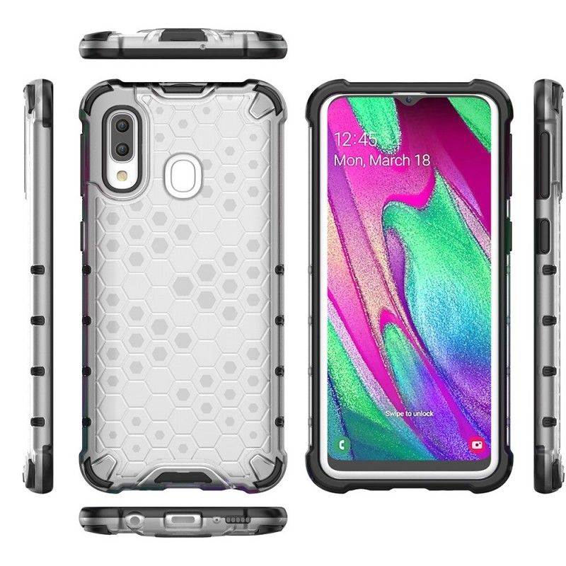 Hoesje voor Samsung Galaxy A40 Grijs Wit Honingraatstijl