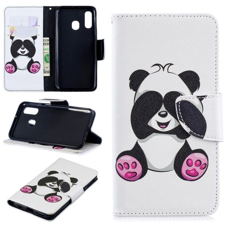 Leren Hoesje Samsung Galaxy A40 Leuke Panda