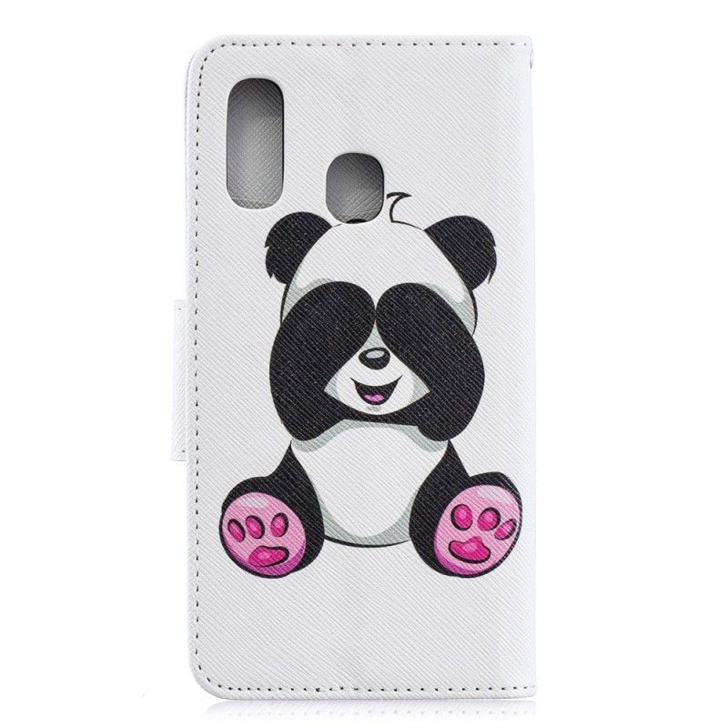 Leren Hoesje Samsung Galaxy A40 Leuke Panda