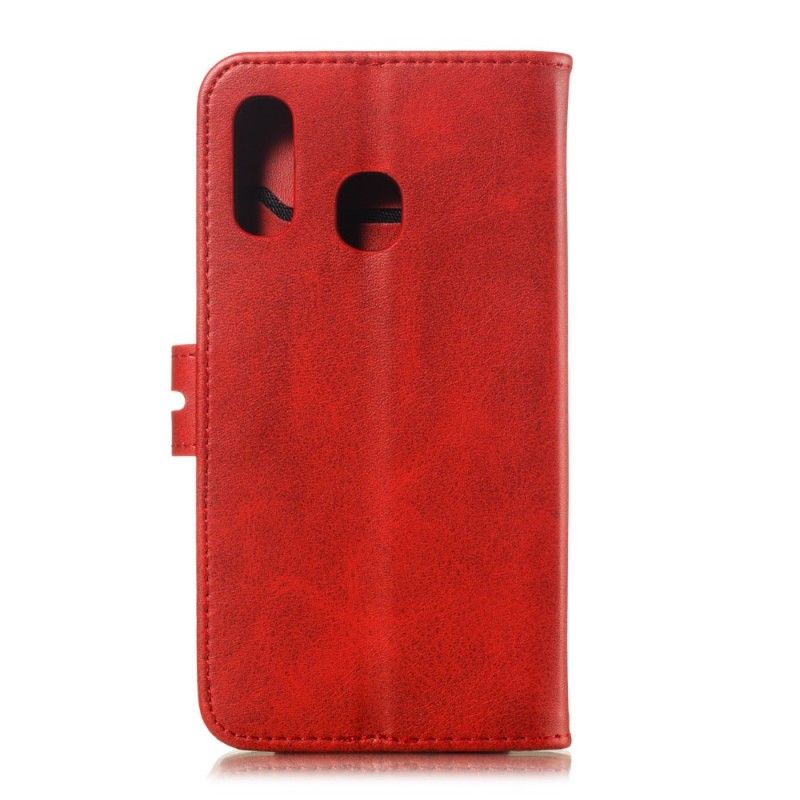 Leren Hoesje Samsung Galaxy A40 Rood Grijs Telefoonhoesje Kitten Imitatieleer