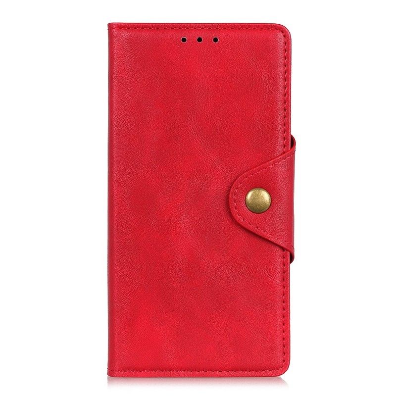 Leren Hoesje Samsung Galaxy A40 Rood Zwart Telefoonhoesje Knoop Imitatieleer