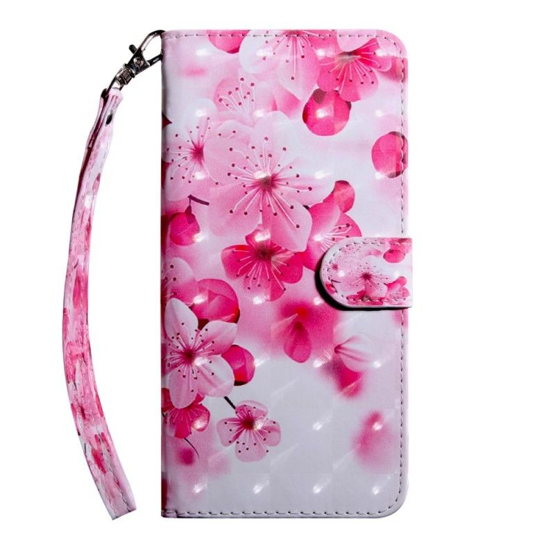Leren Hoesje Samsung Galaxy A40 Roze Bloemen