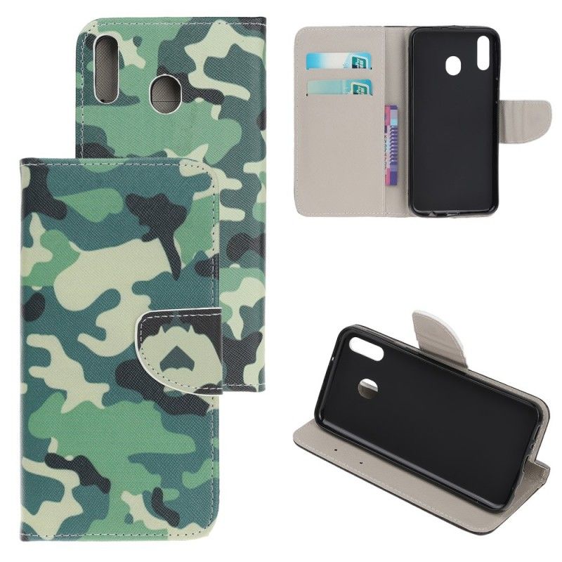 Leren Hoesje Samsung Galaxy A40 Telefoonhoesje Militaire Camouflage