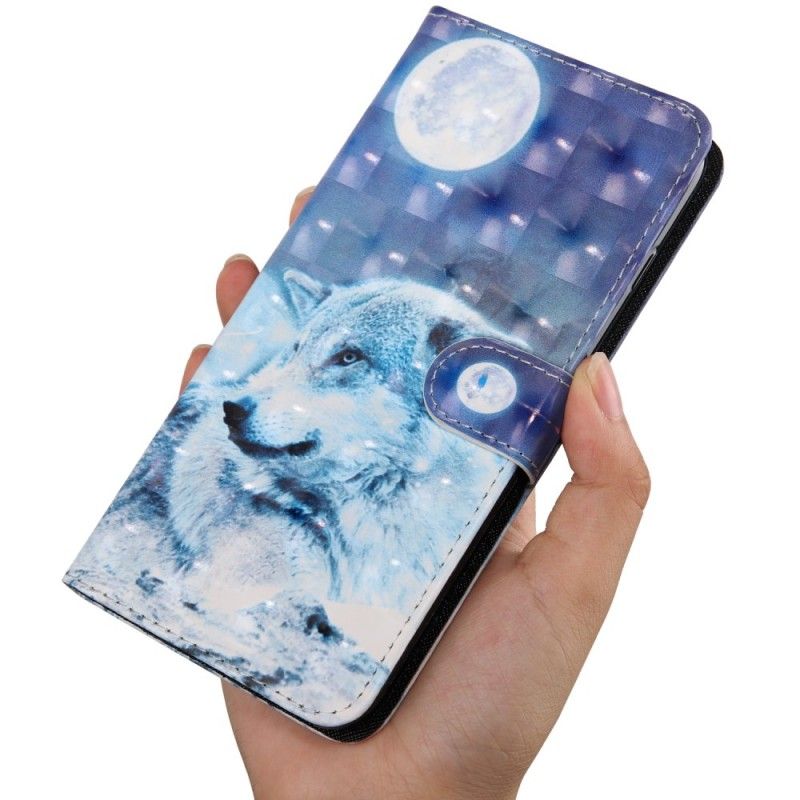 Leren Hoesje voor Samsung Galaxy A40 Maanlichtwolf