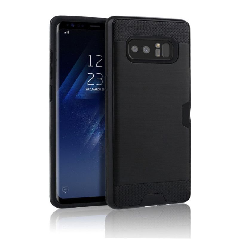 Hoesje Samsung Galaxy Note 8 Zilver Geborstelde Kaarthouder