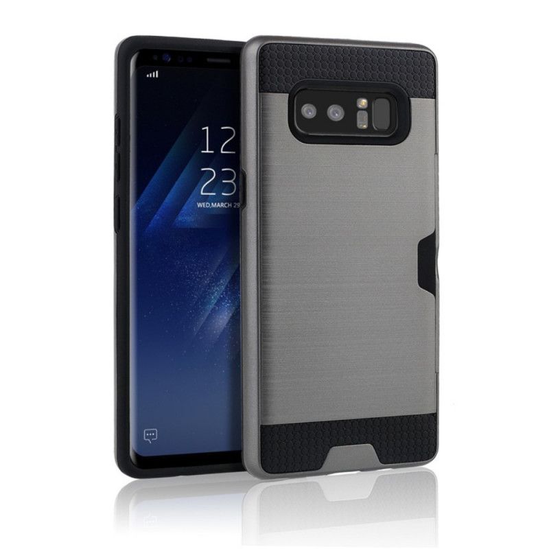 Hoesje Samsung Galaxy Note 8 Zilver Geborstelde Kaarthouder