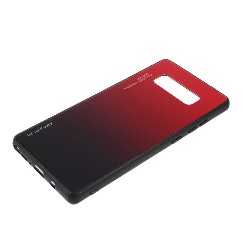 Hoesje voor Samsung Galaxy Note 8 Donkerblauw Rood Wees Jezelf Gehard Glas