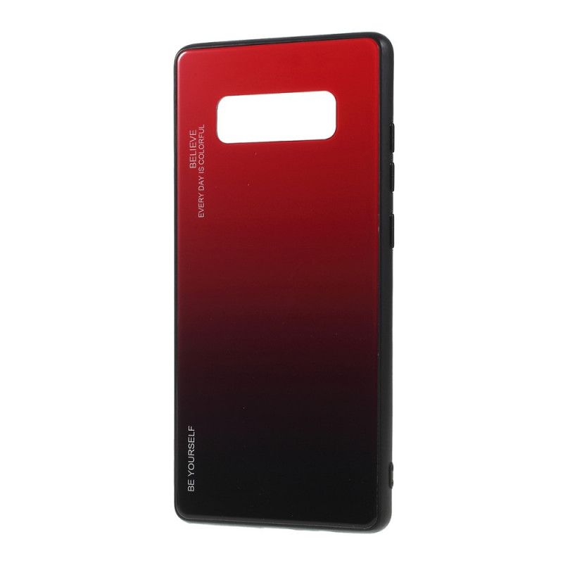 Hoesje voor Samsung Galaxy Note 8 Donkerblauw Rood Wees Jezelf Gehard Glas