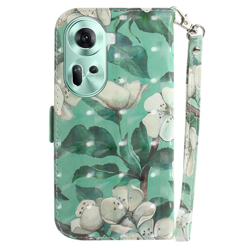 Bescherming Hoesje Oppo Reno 11 5g Aquarelbloemen Met Riempje