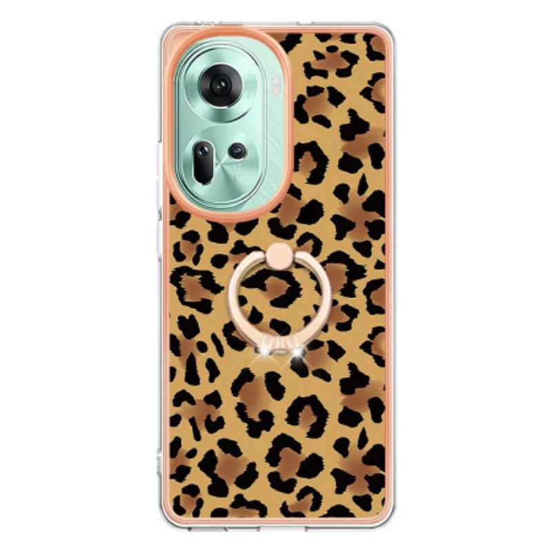 Cover Hoesje Oppo Reno 11 5g Telefoonhoesje Ringhouder Met Luipaardprint