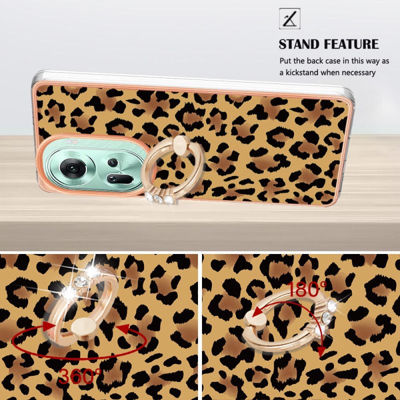 Cover Hoesje Oppo Reno 11 5g Telefoonhoesje Ringhouder Met Luipaardprint