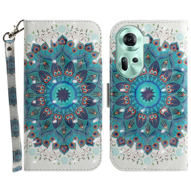 Folio-hoesje Oppo Reno 11 5g Telefoonhoesje Groene Mandala Met Bandje