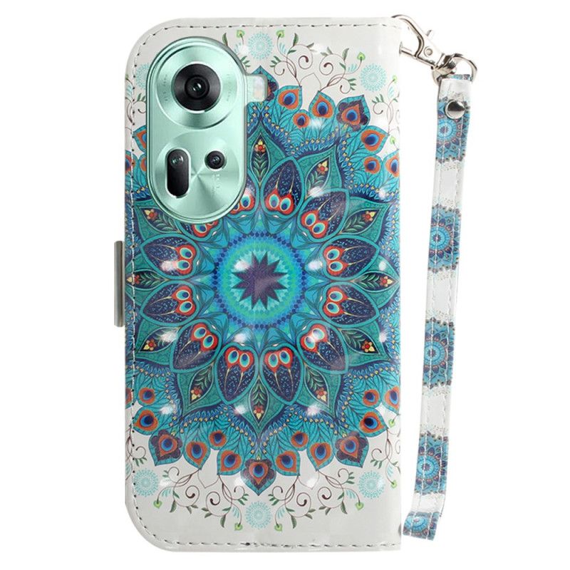 Folio-hoesje Oppo Reno 11 5g Telefoonhoesje Groene Mandala Met Bandje