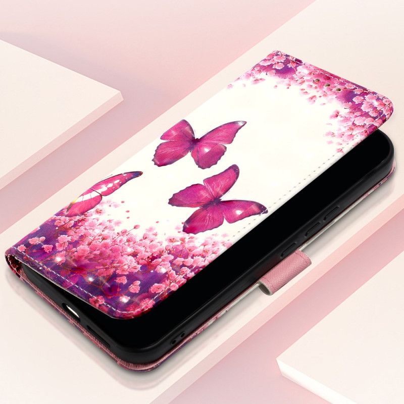 Folio-hoesje Oppo Reno 11 5g Telefoonhoesje Roze Vlinders