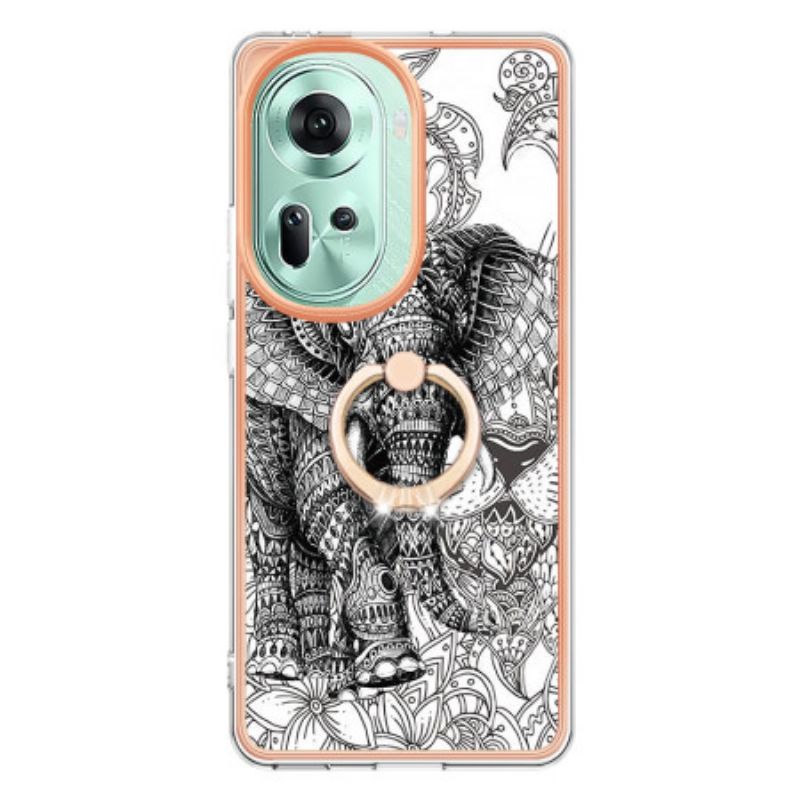 Hoesje Oppo Reno 11 5g Ringsteun. Olifant Totem Bescherming Hoesje