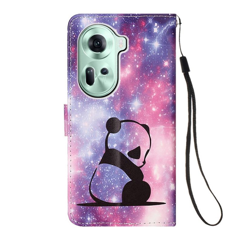 Leren Hoesje Oppo Reno 11 5g Babypanda Met Riempje Bescherming Hoesje