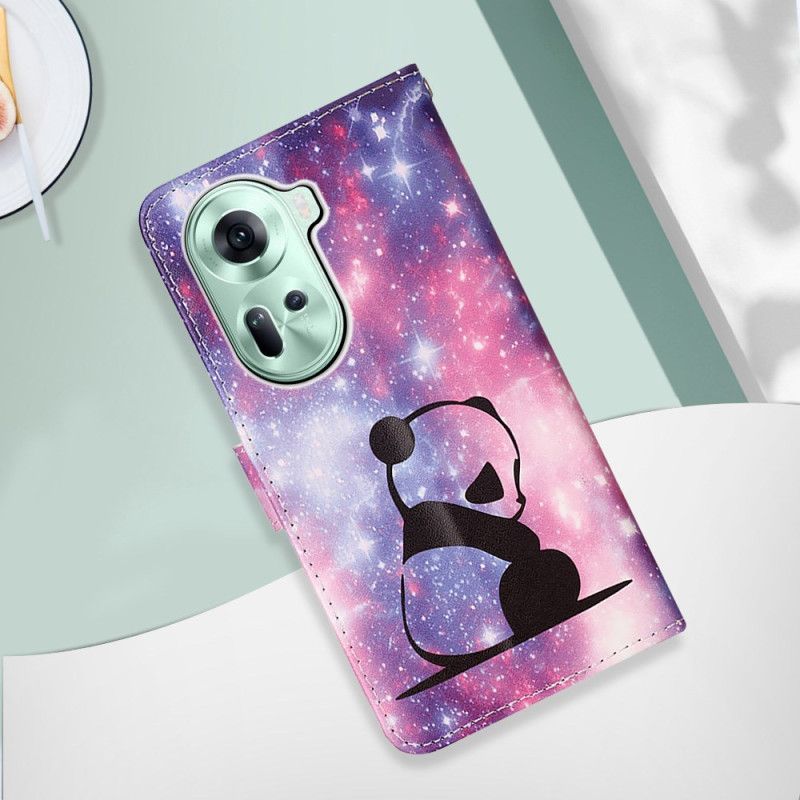 Leren Hoesje Oppo Reno 11 5g Babypanda Met Riempje Bescherming Hoesje