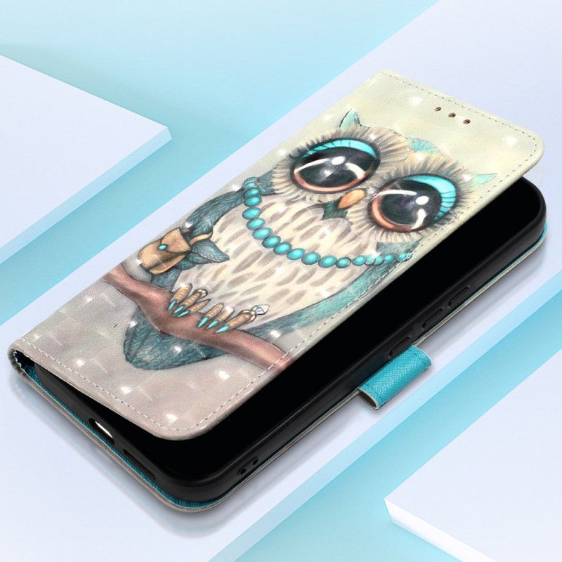 Leren Hoesje Oppo Reno 11 5g Grijze Uil Bescherming Hoesje