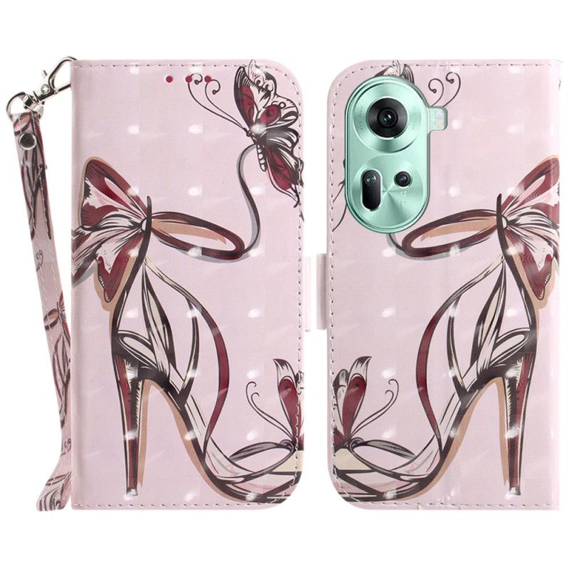 Leren Hoesje Oppo Reno 11 5g Pomp Met Bandjes Bescherming Hoesje