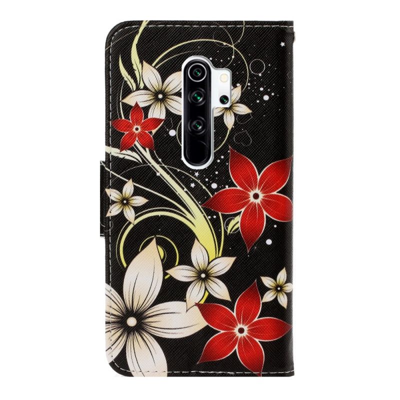 Bescherming Hoesje Xiaomi Redmi Note 8 Pro Telefoonhoesje Kleurrijke Bloemen Met Een Riem