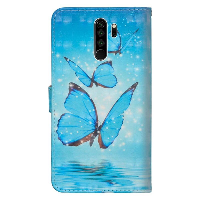 Bescherming Hoesje Xiaomi Redmi Note 8 Pro Telefoonhoesje Vliegende Blauwe Vlinders