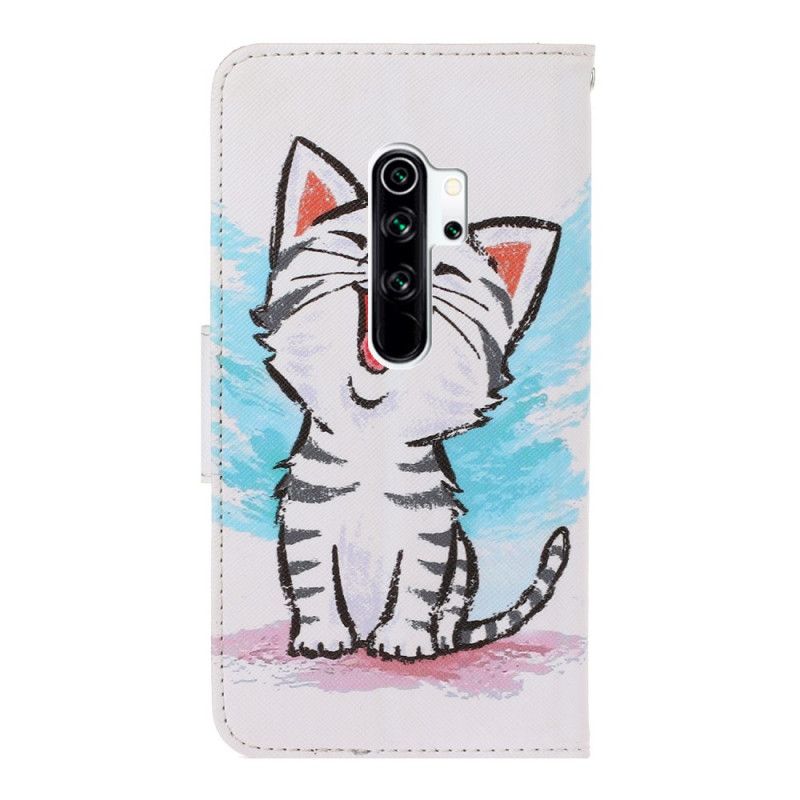 Cover Folio-hoesje Xiaomi Redmi Note 8 Pro Telefoonhoesje Gekleurde String Kitten