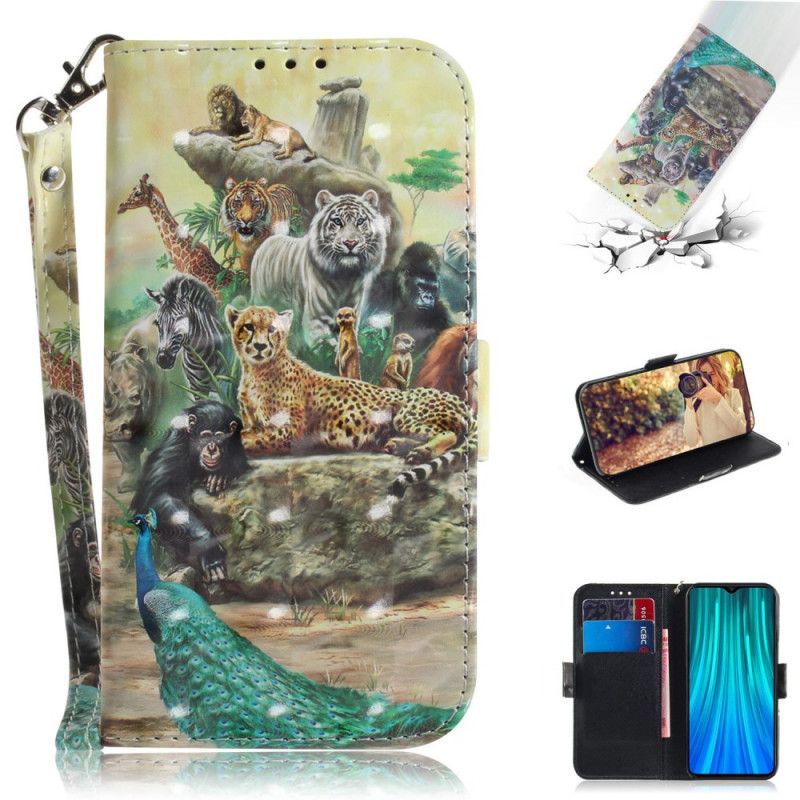 Cover Folio-hoesje Xiaomi Redmi Note 8 Pro Telefoonhoesje String Safari Dieren