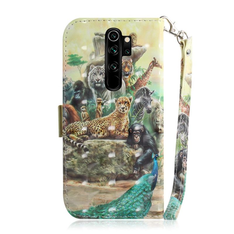 Cover Folio-hoesje Xiaomi Redmi Note 8 Pro Telefoonhoesje String Safari Dieren