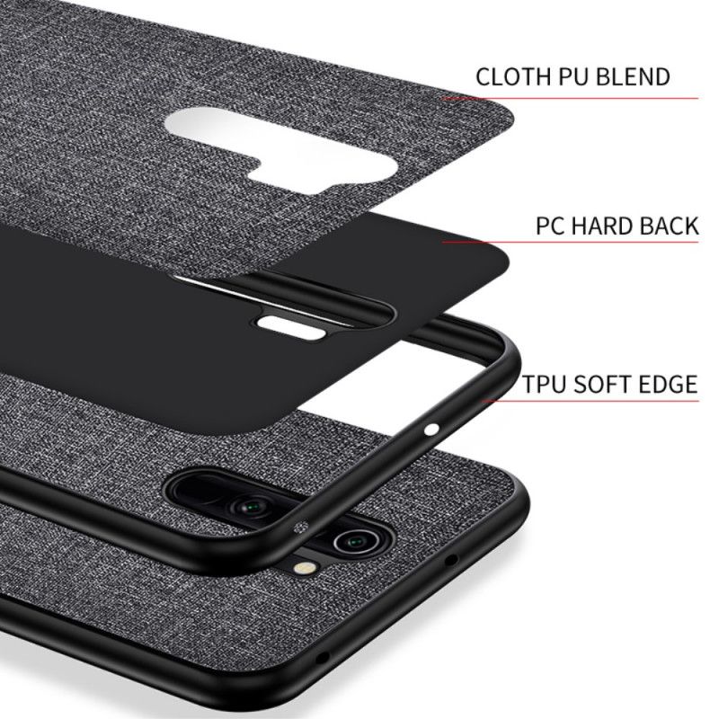 Cover Hoesje Xiaomi Redmi Note 8 Pro Grijs Zwart Telefoonhoesje Stof Textuur