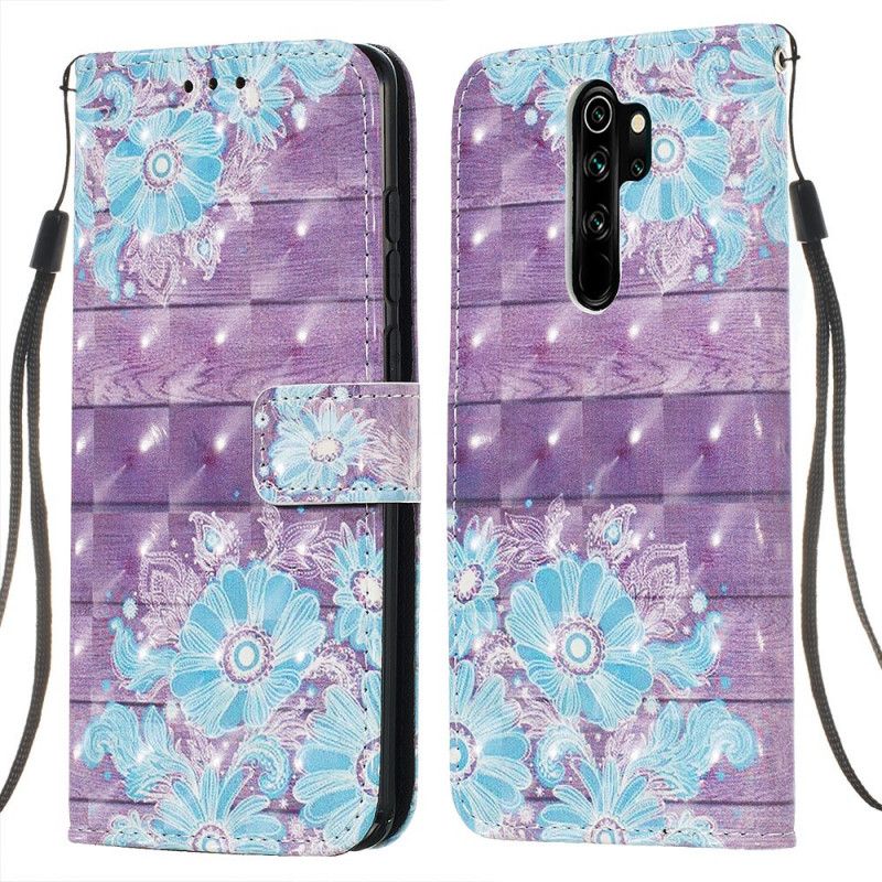 Flip Case Leren Xiaomi Redmi Note 8 Pro Blauwe Bloemen