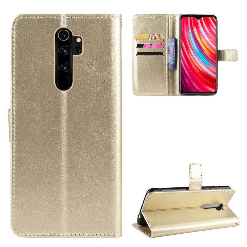 Flip Case Leren Xiaomi Redmi Note 8 Pro Rood Zwart Flitsend Kunstleer