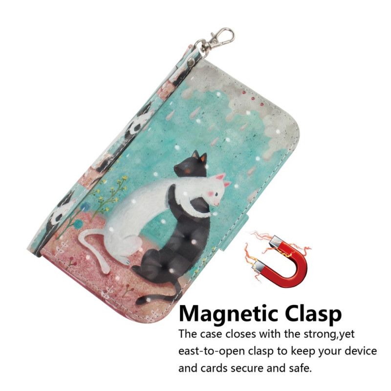 Flip Case Leren Xiaomi Redmi Note 8 Pro String Kattenvrienden