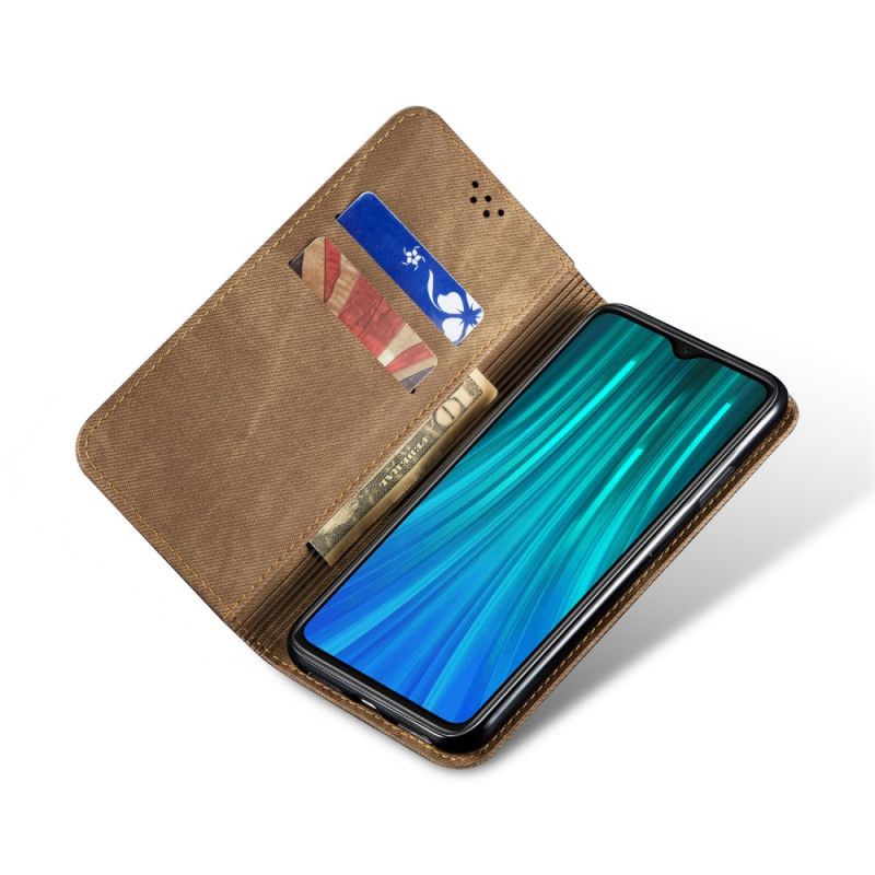 Folio-hoesje Xiaomi Redmi Note 8 Pro Donkerblauw Zwart Telefoonhoesje Jeansstof