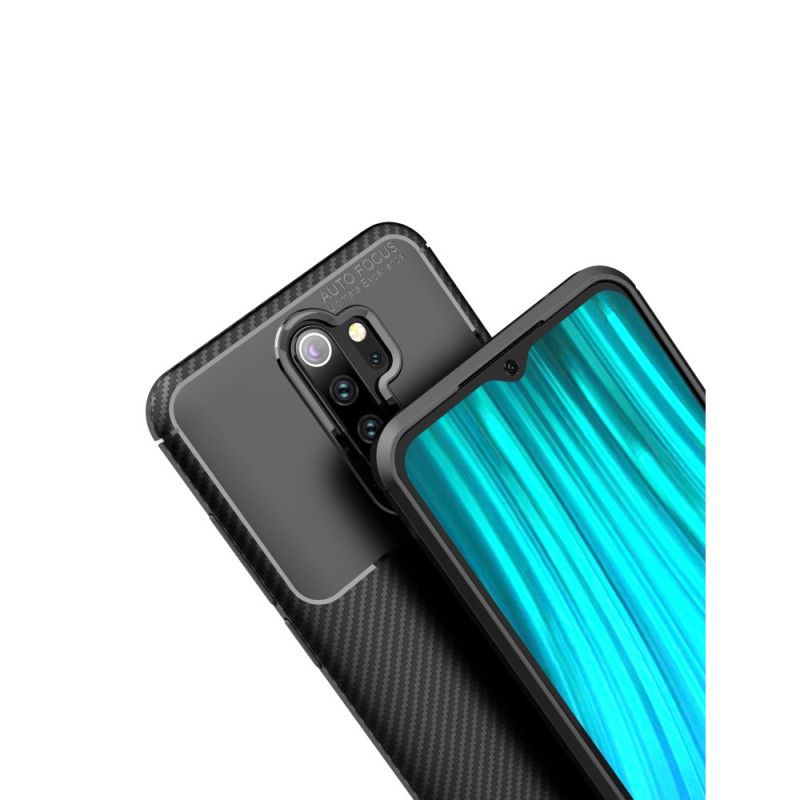 Hoesje voor Xiaomi Redmi Note 8 Pro Donkerblauw Zwart Flexibele Koolstofvezelstructuur