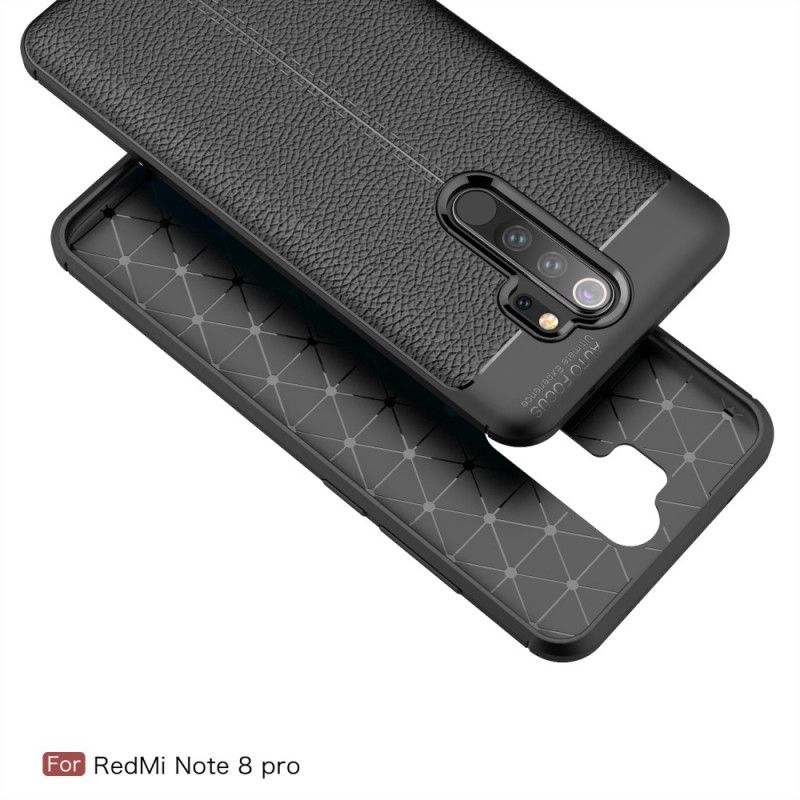 Hoesje voor Xiaomi Redmi Note 8 Pro Rood Zwart Dubbellijns Lychee Leereffect
