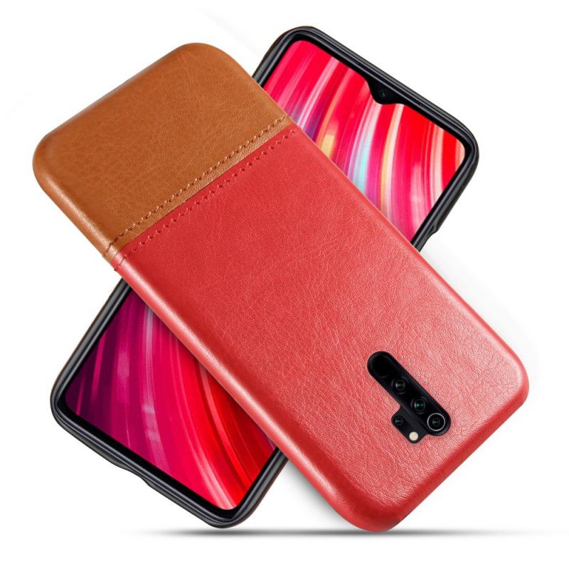 Hoesje Xiaomi Redmi Note 8 Pro Donkerblauw Rood Ksq Tweekleurig Leereffect