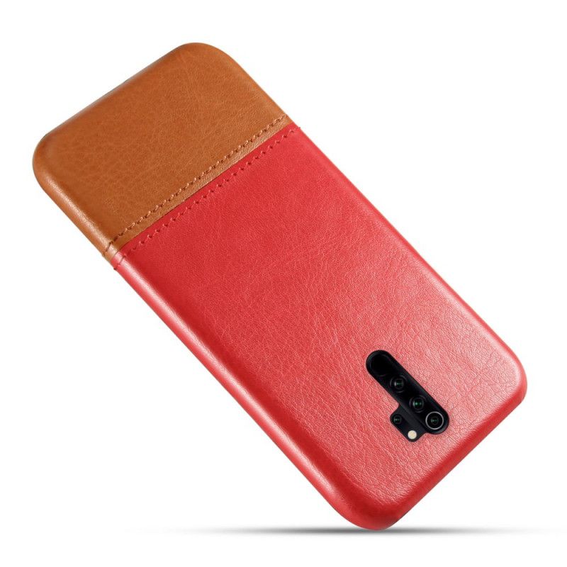 Hoesje Xiaomi Redmi Note 8 Pro Donkerblauw Rood Ksq Tweekleurig Leereffect