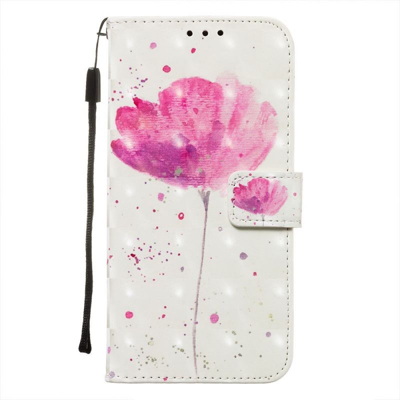 Leren Hoesje voor Xiaomi Redmi Note 8 Pro Aquarel Klaproos